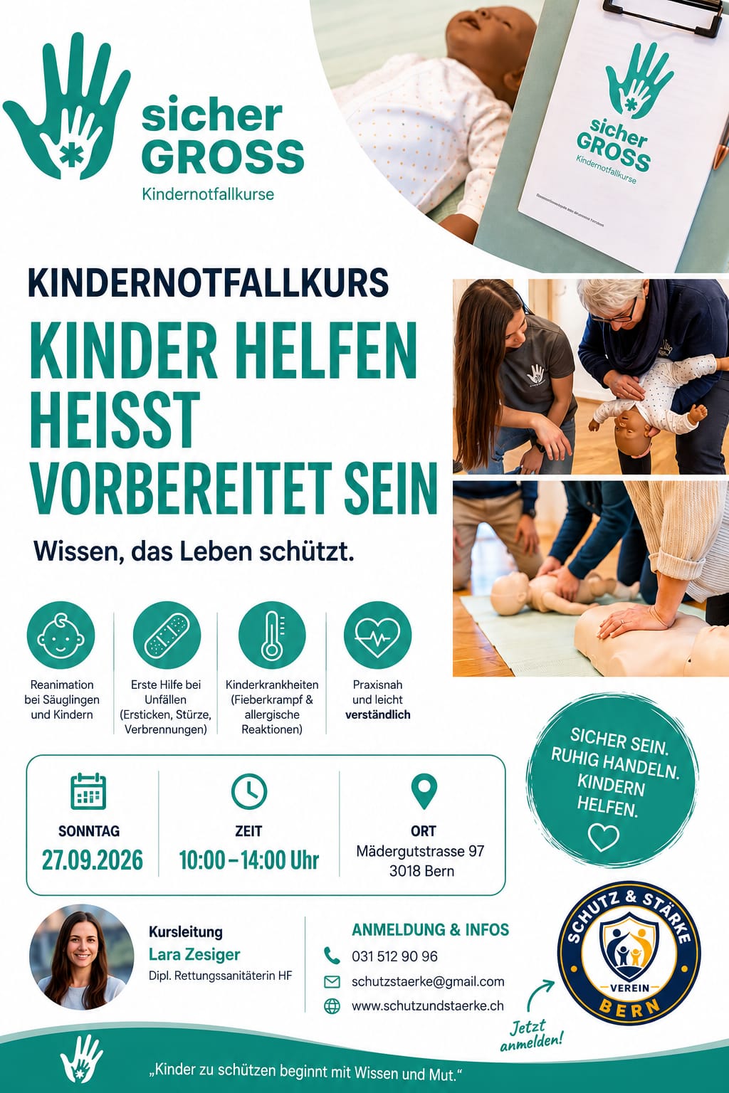 Flyer Kindernotfallkurs sicherGROSS